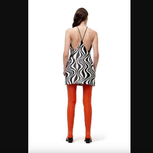 Simon Miller Zazzle Zebra Trip Sequin Halter Mini Dress 2 - Picture 2 of 10